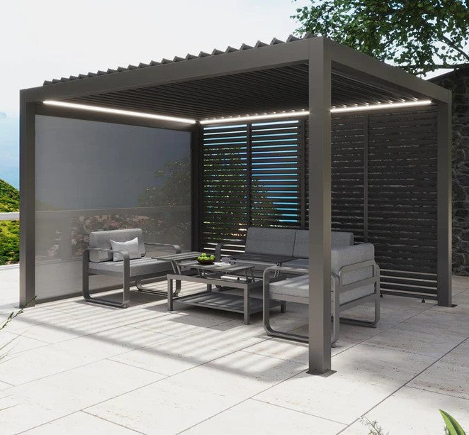 Cabrio Pergola mit Motor inkl Leds 4 x 3 Meter Anthrazit
