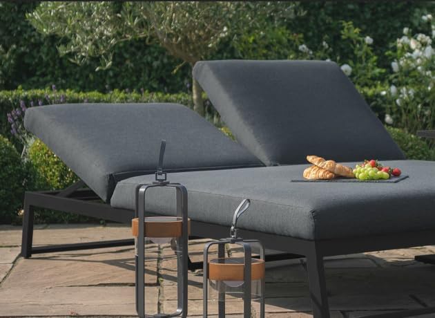 Trendo Doppelliege, Doppelluxus für Zwei: Die wetterfeste Sonnenliege mit verstellbaren Kopfstützen für höchsten Komfort (Grau)
