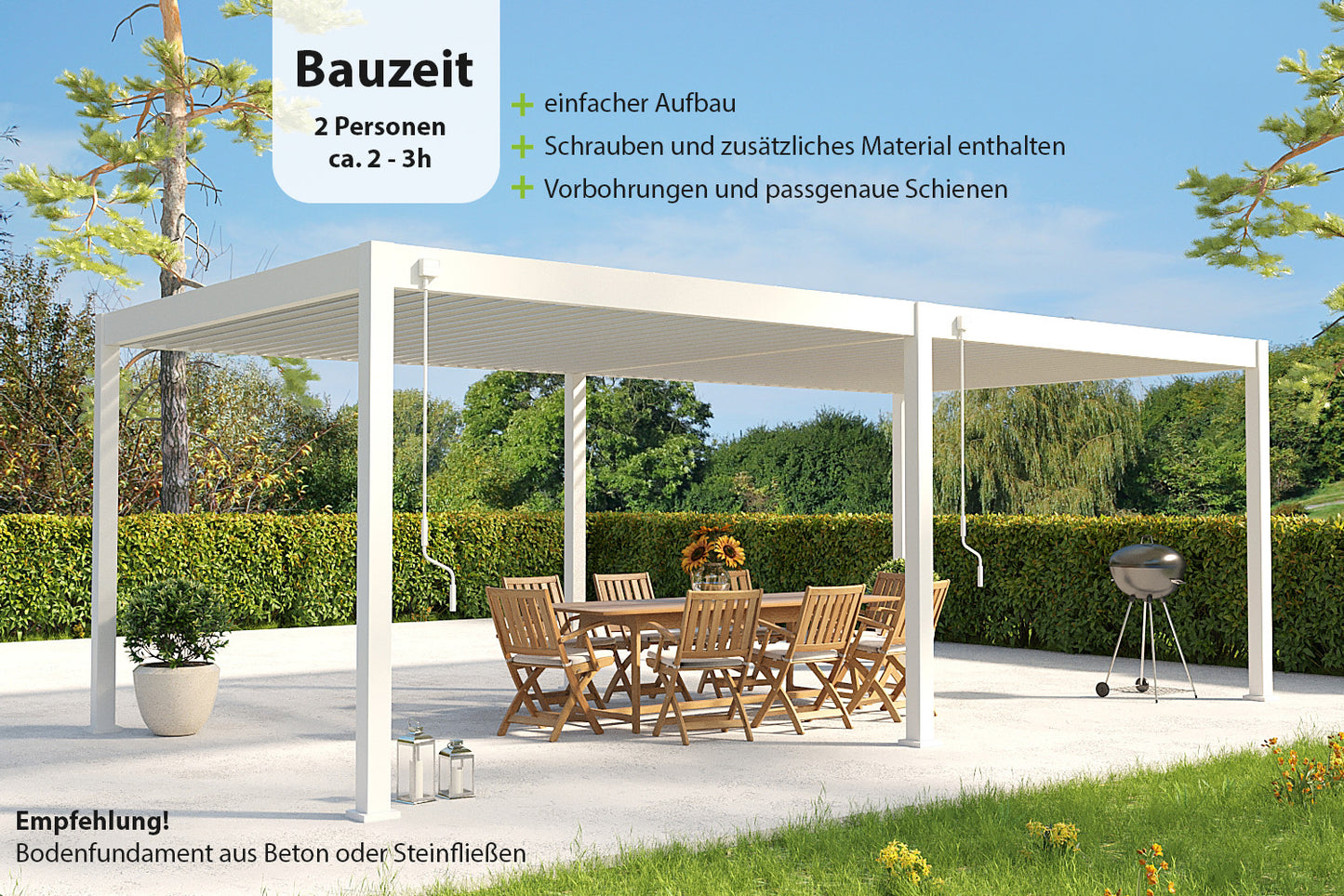 Elegance - Vollaluminium 7,2 x 3,6 Meter Weiß