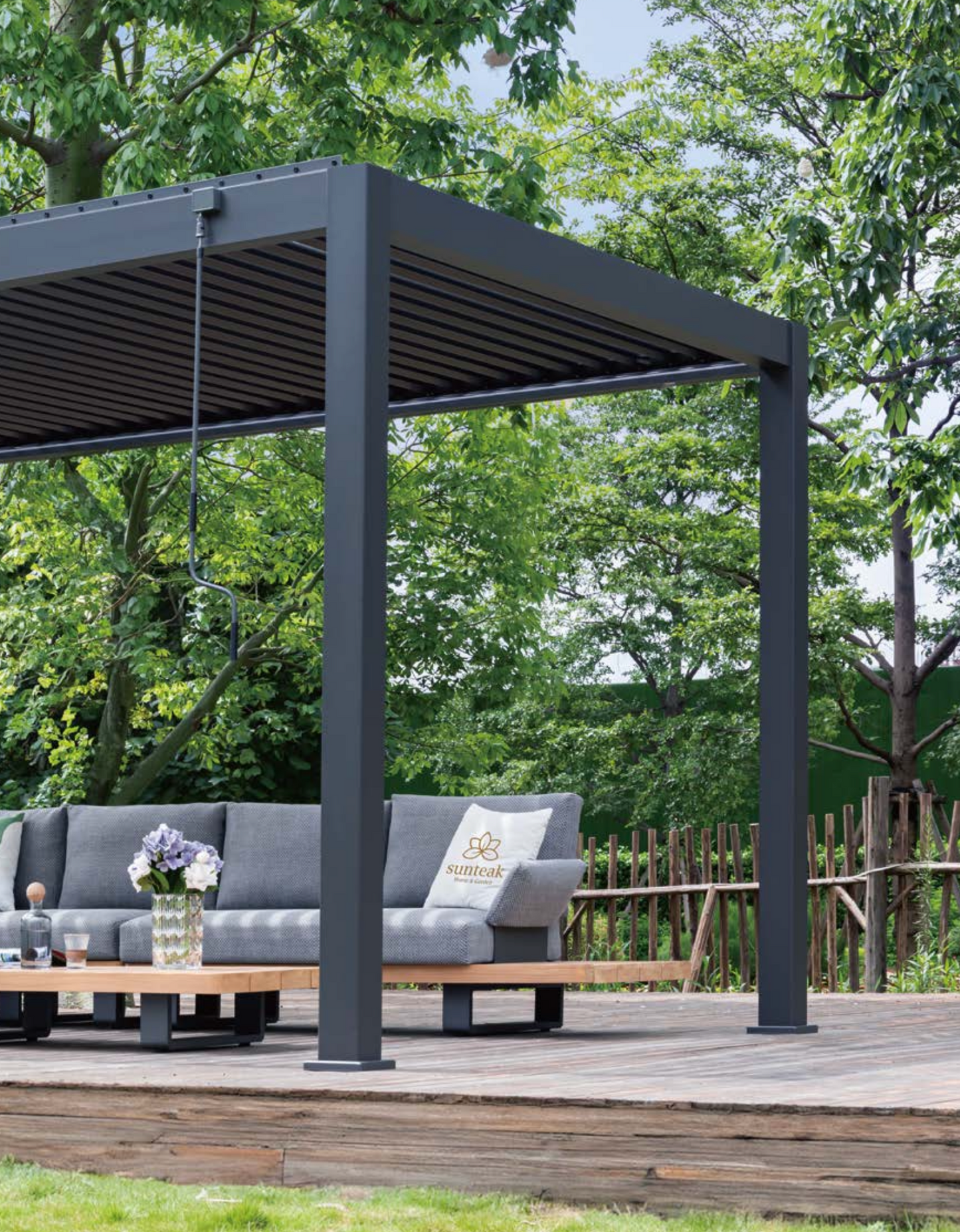 Pergola Infinity Plus inkl LEDs 3,6 x 4 Meter - Anthrazit - Doppellamellen Dach