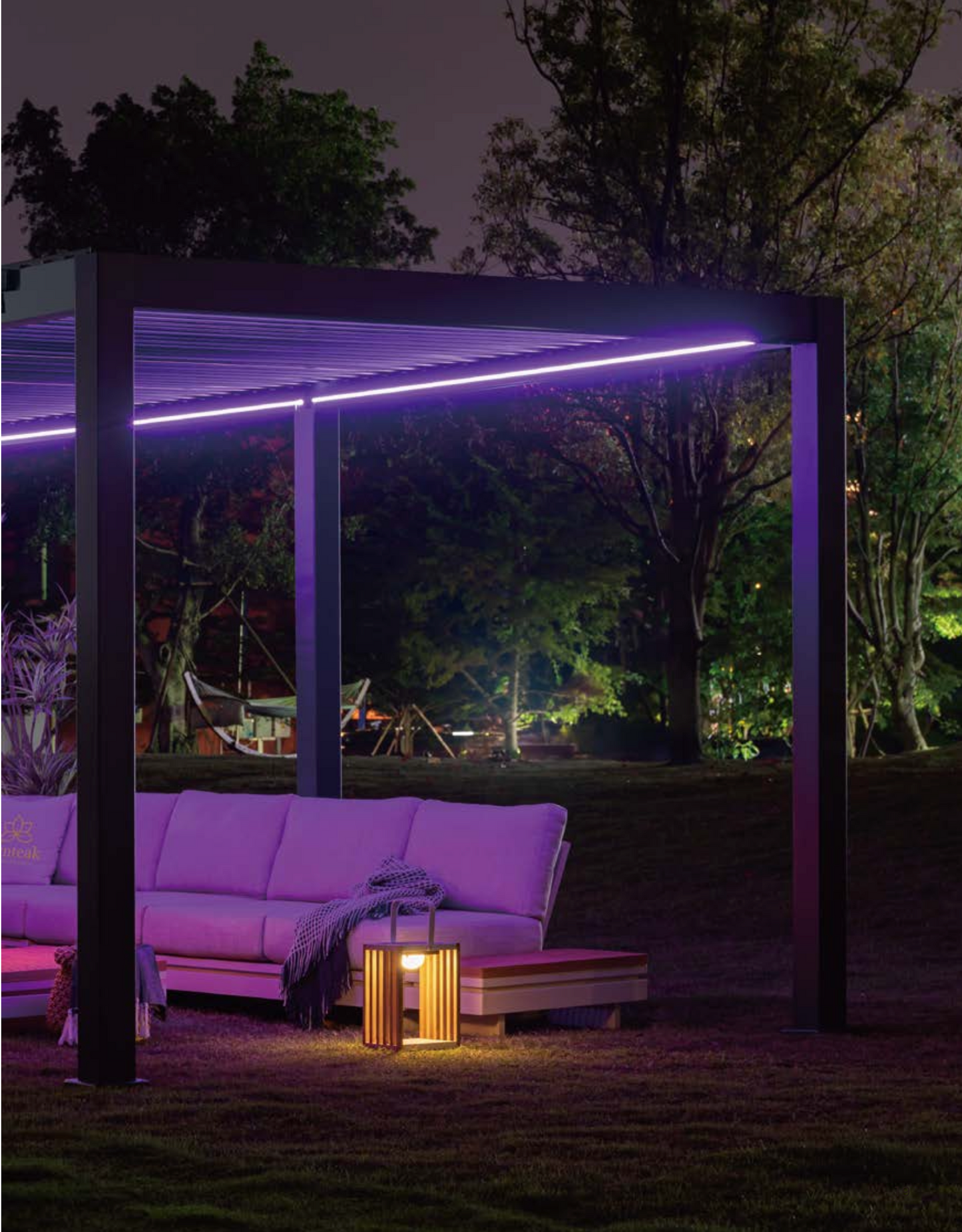 Pergola Infinity Plus inkl LEDs 4 x 4 Meter - Anthrazit - Doppellamellen Dach