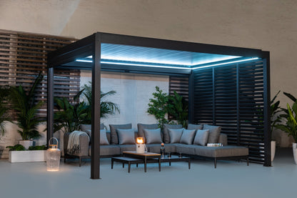 Pergola Sky Plus inkl LEDs 3 x 3 Meter - Anthrazit - Doppellamellen Dach