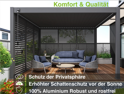 Horizontale Lamellenwand / Seitenwand für Pergola | anthrazit | aus Aluminium