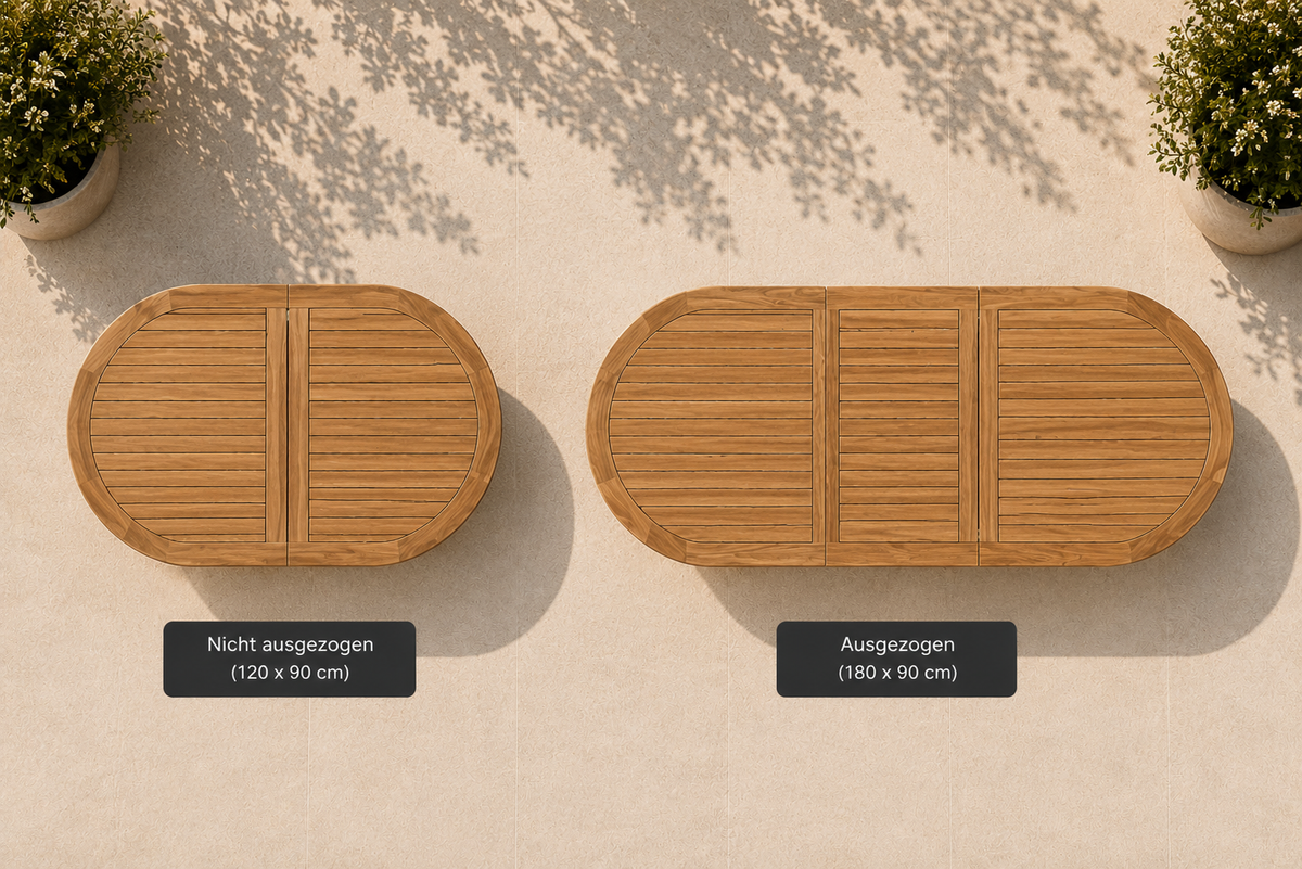 Gartentisch Oval, Massive Teak Tisch