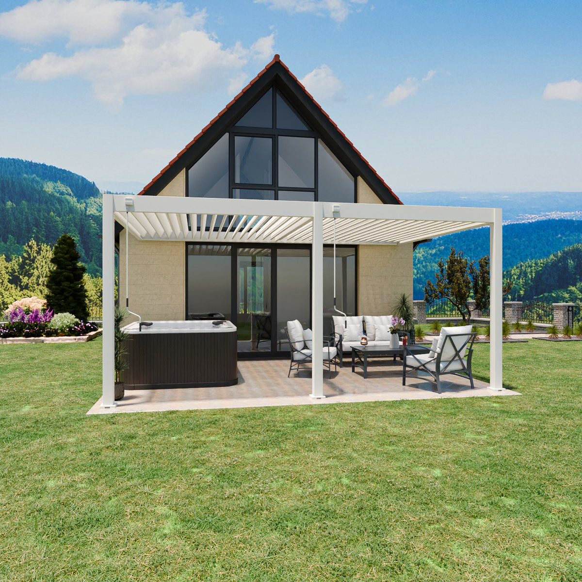 Elegance - Wandmontage - 3,6 x 5,3 meter - Vollaluminium Weiß
