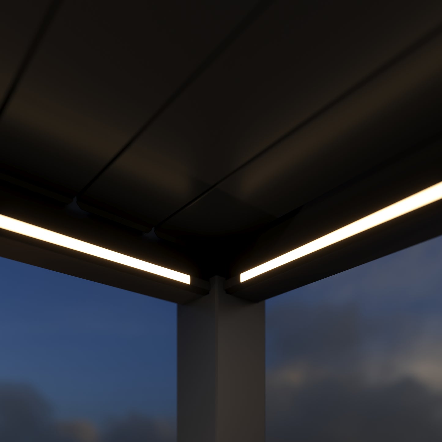 Elegance Plus mit Motor inkl LEDs  6 x 4 Meter Anthrazit / Verstärkte Steher