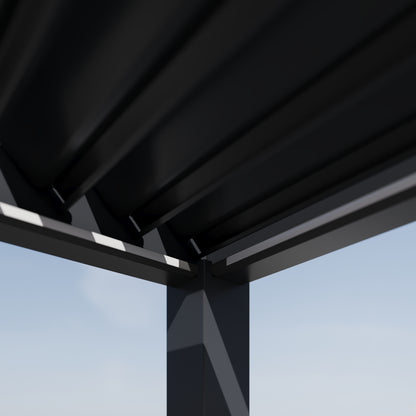 Elegance Plus mit Motor inkl LEDs  6 x 4 Meter Anthrazit / Verstärkte Steher