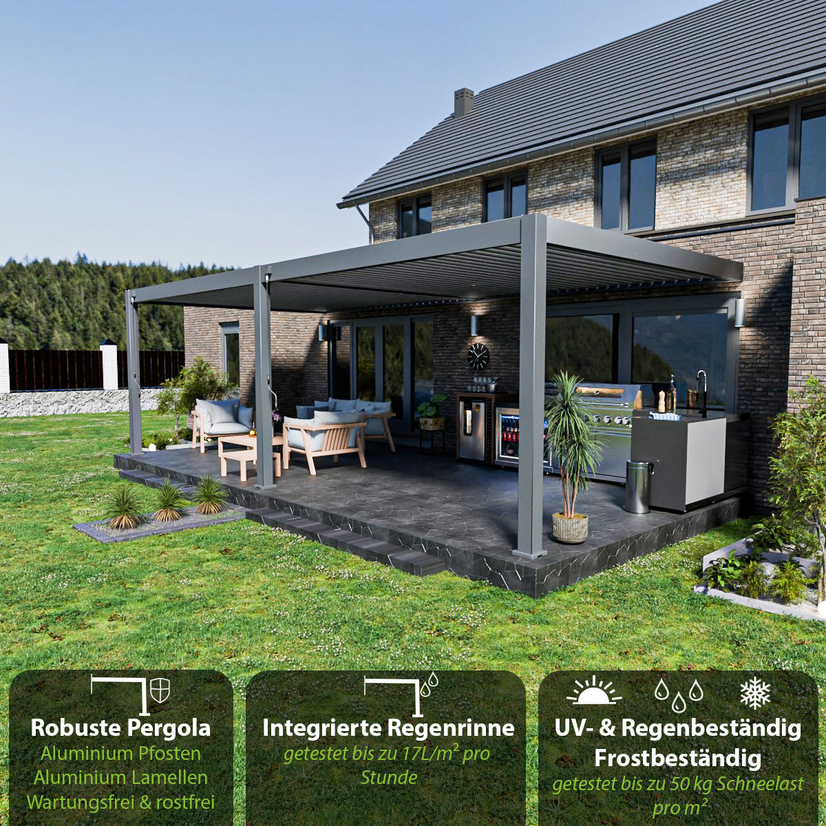 Elegance Plus - Wandmontage - 8 x 4 meter - Vollaluminium Anthrazit