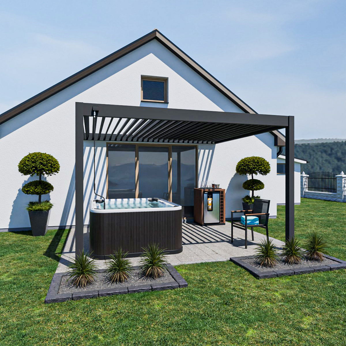 Elegance - Wandmontage - 4 x 3,6 meter - Vollaluminium Anthrazit